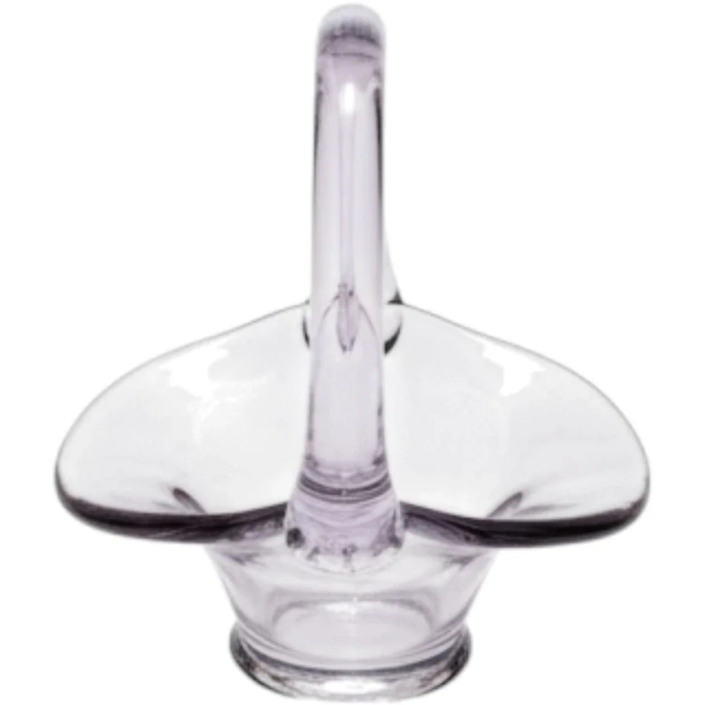 Vintage Miniature Lavender Art Glass Basket‎ Hand Blown Purple Glass Figurine